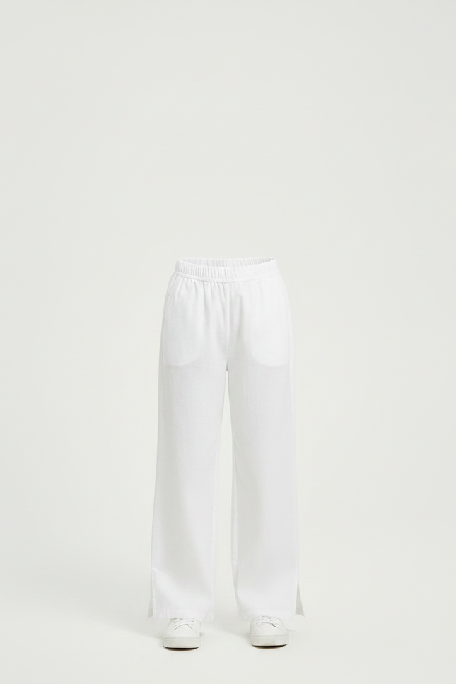 Pantalon Chinois Blanc Ample Fluide Fille Coton - vue 3