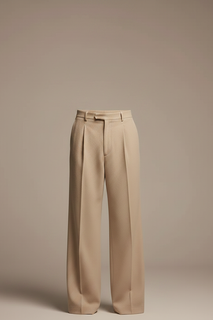 Pantalon Chinois Beige Plissé Ample Décontracté Homme - Coton - vue 3