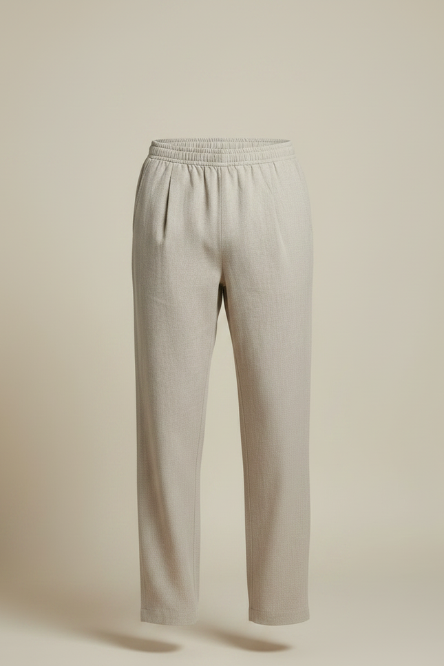 Pantalon Chinois Lin Ample Beige Confortable Homme - vue 3