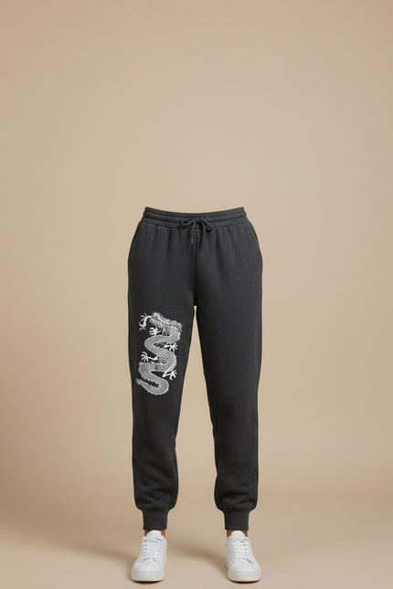 Pantalon Chinois Gris Dragon Molletonné Ample Confortable - vue 3