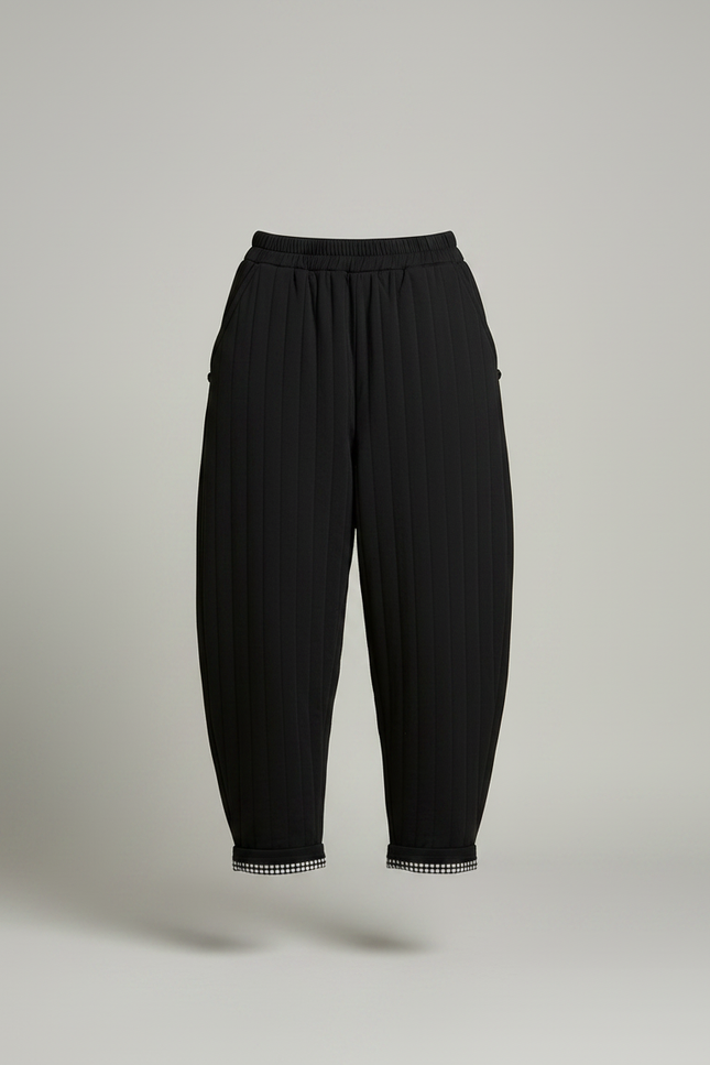 Pantalon Chinois Noir Matelassé Ample Harem Chaud - Molleton - vue 3