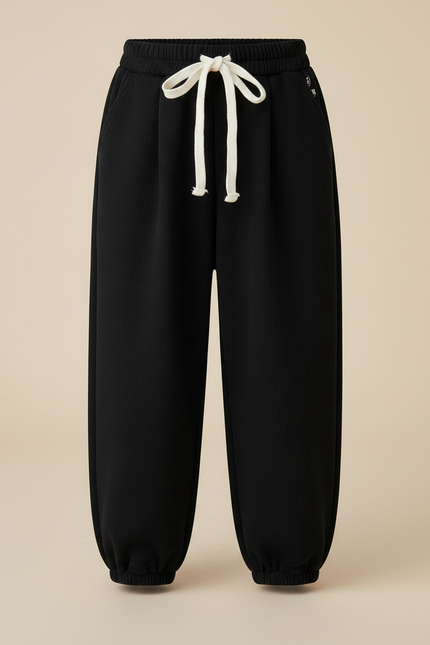 Pantalon Chinois Noir Épais Ample Molleton Enfant - vue 3