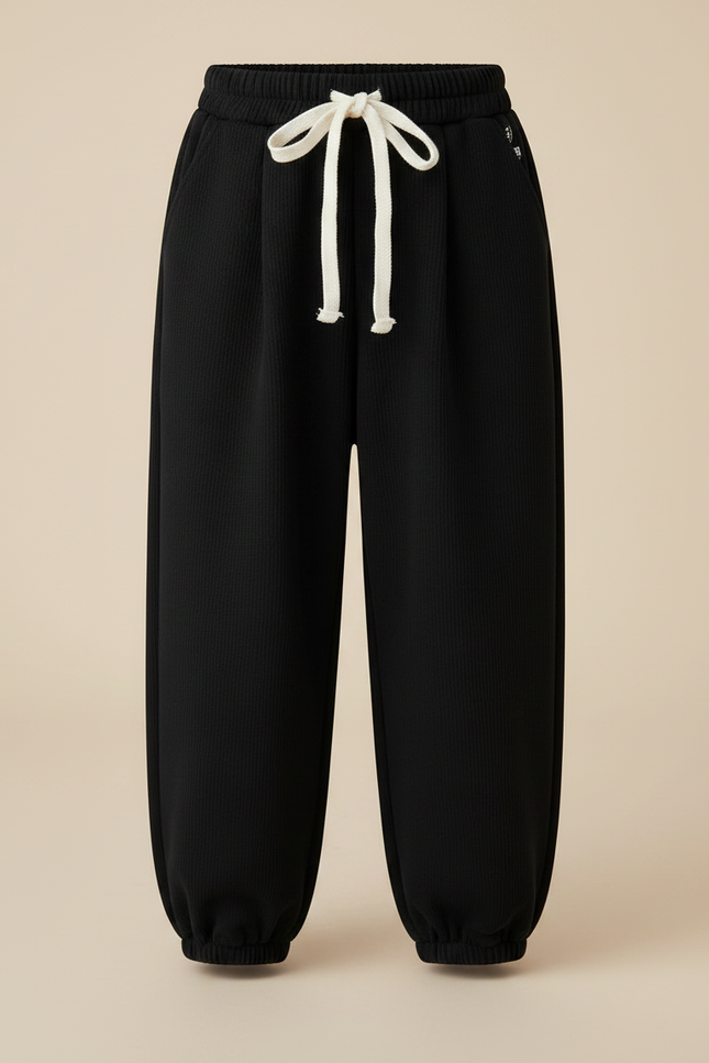 Pantalon Chinois Noir Épais Ample Molleton Enfant - vue 3