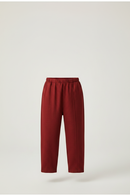 Pantalon Chinois Rouge Ample Élastique Hiver Enfant - Bordeaux Laine - vue 3