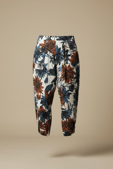 Pantalon Chinois Harem Imprimé Floral Ample Lin Coton - vue 3