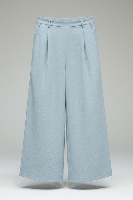 Pantalon Chinois Bleu Ciel Ample Lin Brodé Homme - vue 3
