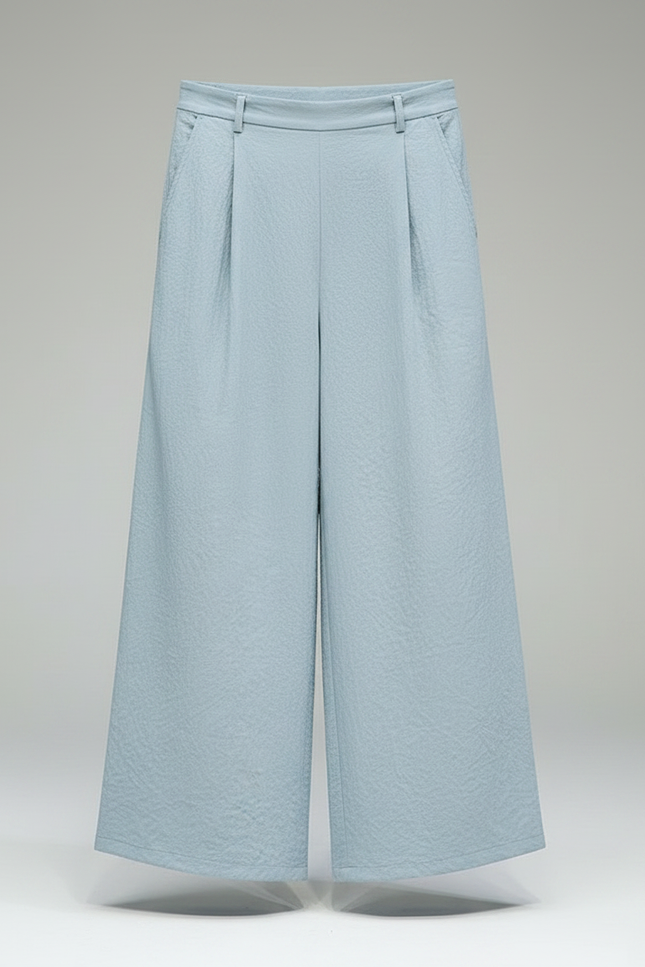 Pantalon Chinois Bleu Ciel Ample Lin Brodé Homme - vue 3