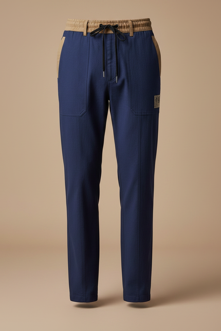 Pantalon Chinois Bleu Marine Droit Coton Homme Décontracté - vue 3