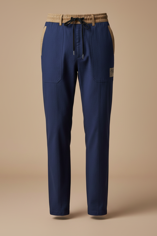 Pantalon Chinois Bleu Marine Droit Coton Homme Décontracté - vue 3