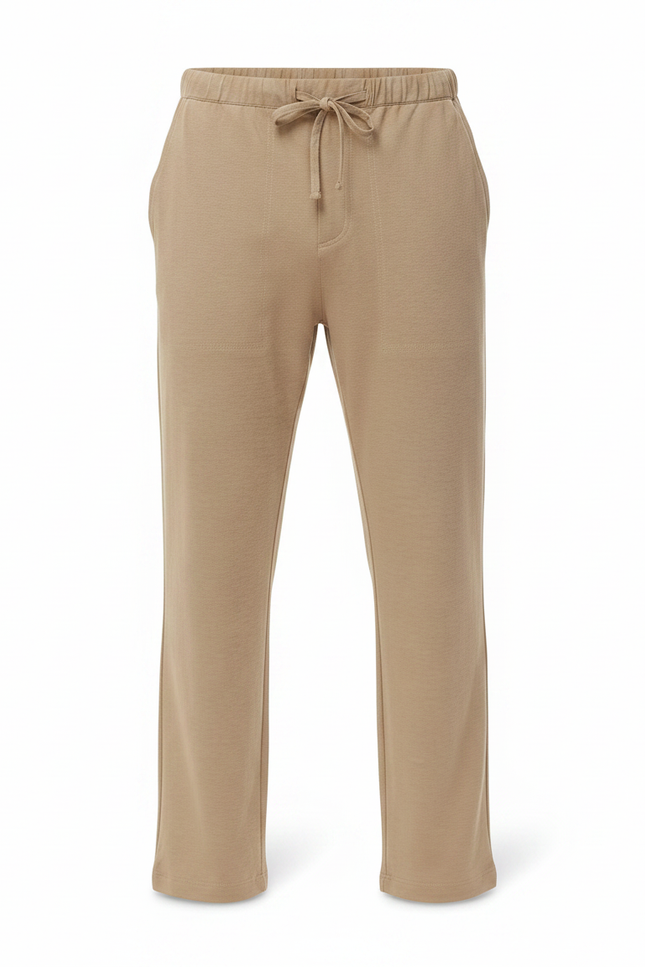 Pantalon Chinois Beige Coton Lin Ample Décontracté Homme - Molleton - vue 3