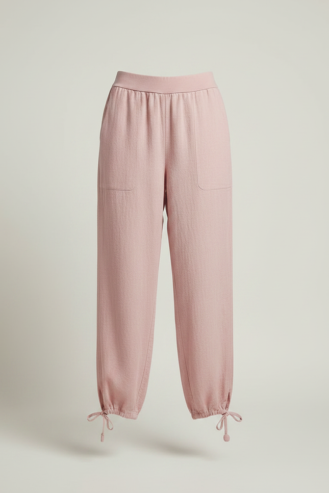 Pantalon Chinois Rose Ample Coton Lin Femme - vue 3