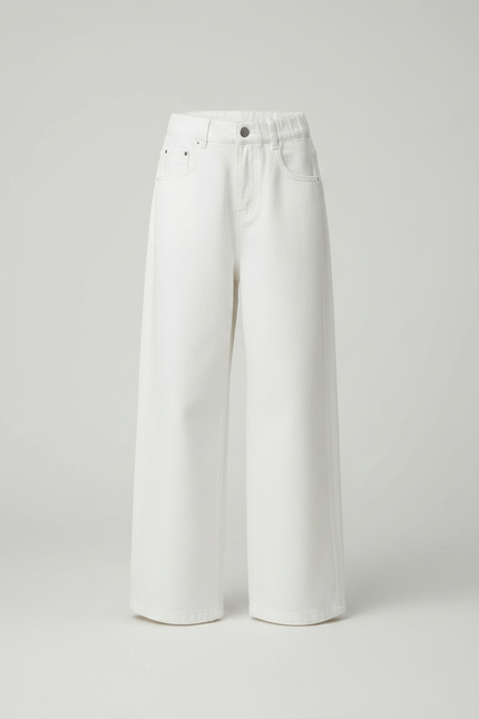 Pantalon Chinois Blanc Ample Fluide Enfant Décontracté - Jean - vue 3