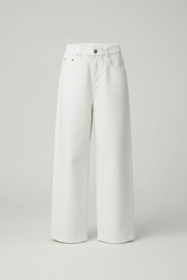 Pantalon Chinois Blanc Ample Fluide Enfant Décontracté - Jean - vue 3