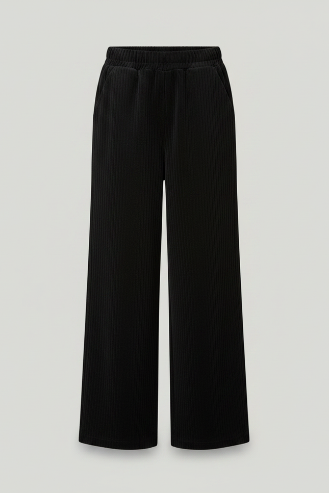 Pantalon Chinois Fille Noir Ample - Cordé - vue 3