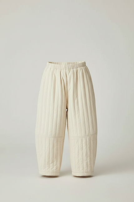 Pantalon Chinois Crème Matelassé Ample Coton Enfant - Beige - vue 3