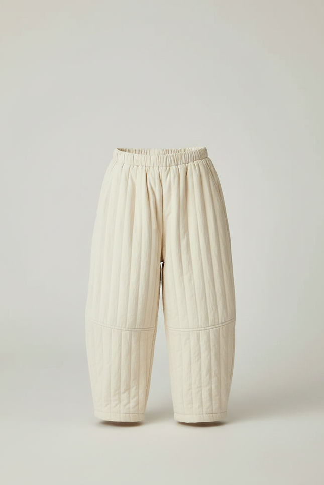 Pantalon Chinois Crème Matelassé Ample Coton Enfant - Beige - vue 3