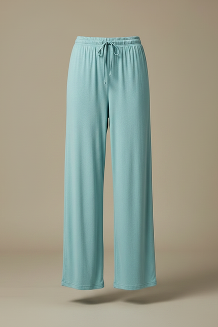 Pantalon Chinois Fluide Bleu Ciel Large Élégant Femme - Viscose - vue 3
