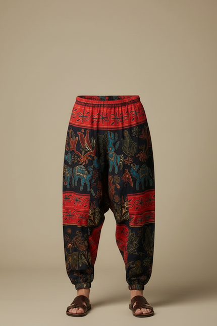 Pantalon Chinois Homme Bleu Marine Sarouel - Multicolore Coton - vue 3