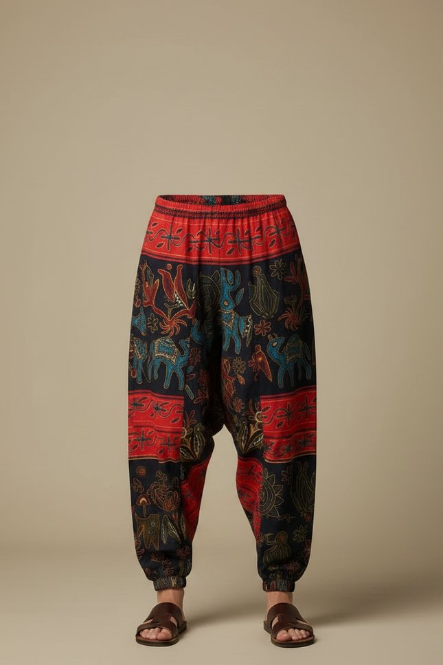 Pantalon Chinois Homme Bleu Marine Sarouel - Multicolore Coton - vue 3