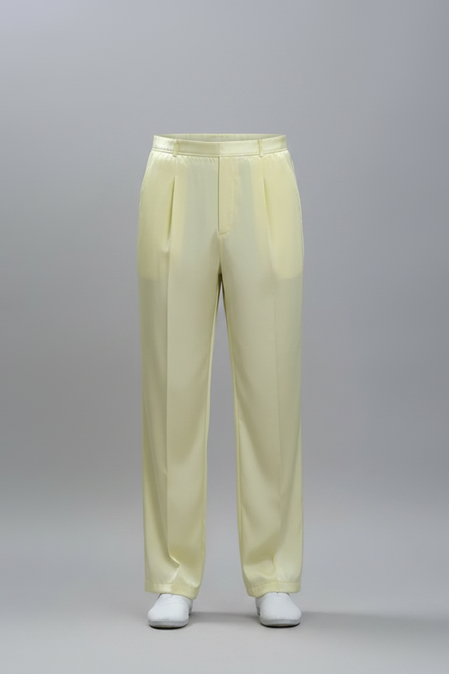 Pantalon Chinois Jaune Satiné Ample Élastiqué Homme - vue 3