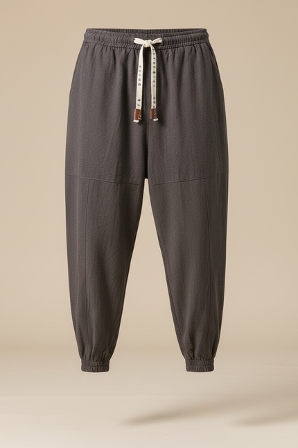 Pantalon Chinois Harem Lin Ample Gris - vue 3
