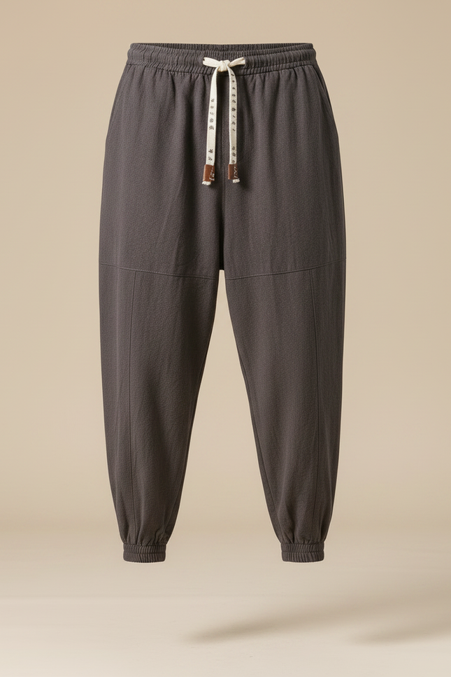 Pantalon Chinois Harem Lin Ample Gris - vue 3