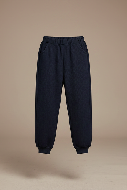 Pantalon Chinois Bleu Marine Côtelé Ample Enfant - Maille - vue 3
