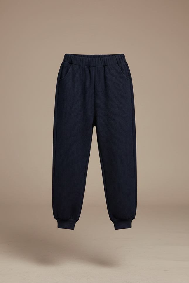 Pantalon Chinois Bleu Marine Côtelé Ample Enfant - Maille - vue 3
