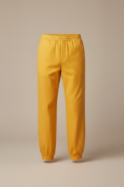 Pantalon Chinois Jaune Ample Coton Élastiqué Unisexe - vue 3