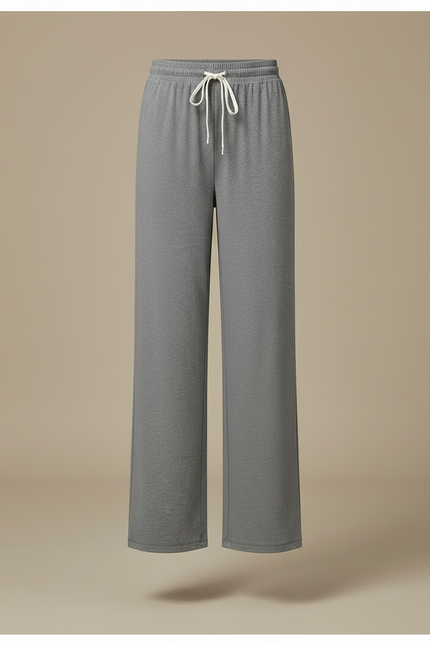 Pantalon Chinois Gris Droit Fluide Ample Élégant - Maille - vue 3