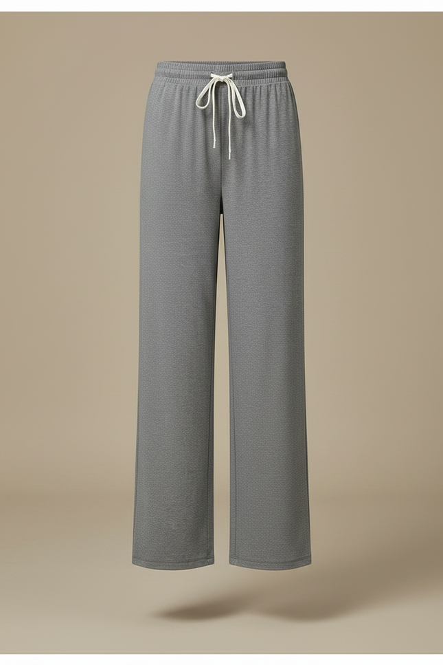 Pantalon Chinois Gris Droit Fluide Ample Élégant - Maille - vue 3