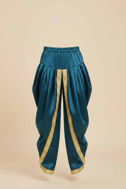 Pantalon Chinois Satiné Bleu Doré Ample Enfant - vue 3