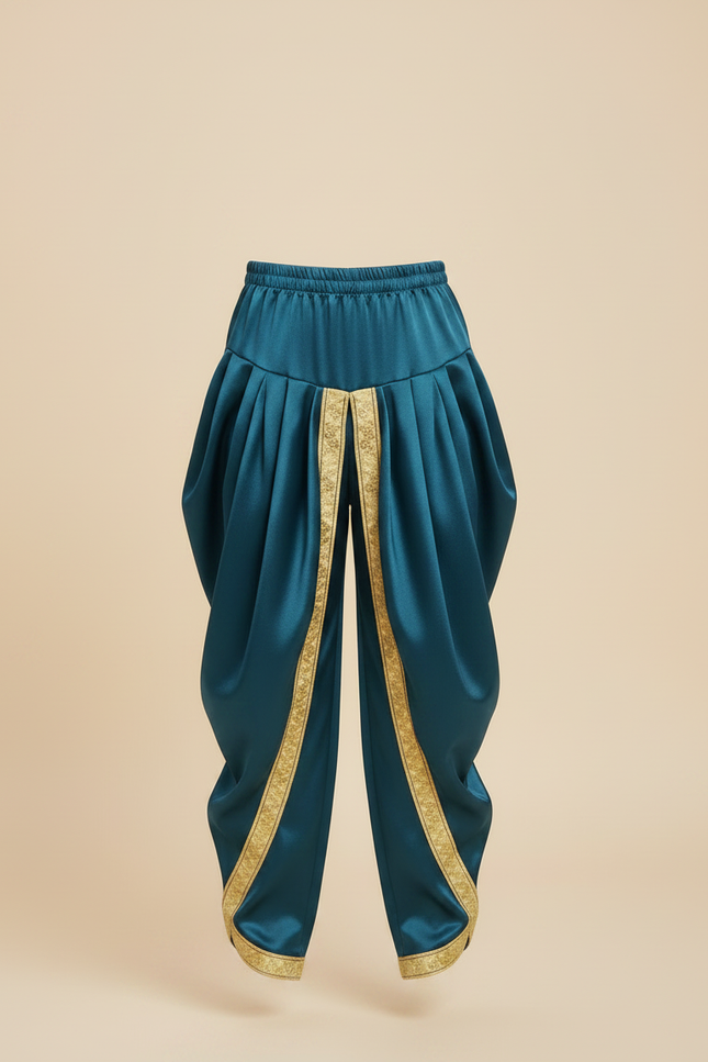 Pantalon Chinois Satiné Bleu Doré Ample Enfant - vue 3