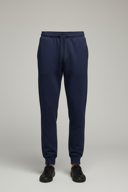 Pantalon Chinois Bleu Marine Coton Jogger Confortable - Molleton - vue 3
