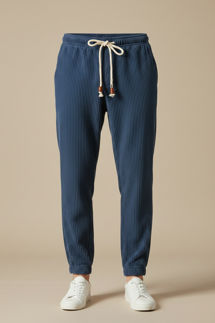 Pantalon Chinois Bleu Côtelé Harem Cordon Décontracté Homme - Cordé - vue 3