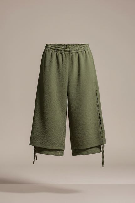 Pantalon Chinois Vert Ample Cordon Homme - Kaki Lin - vue 3