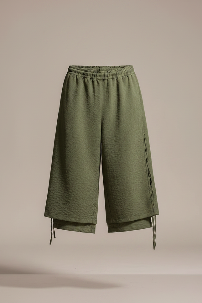 Pantalon Chinois Vert Ample Cordon Homme - Kaki Lin - vue 3