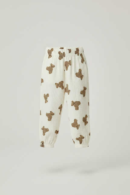 Pantalon Chinois Blanc Coton Ample Ours Enfant - vue 3