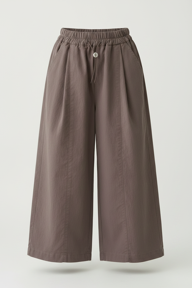 Pantalon Chinois Marron Ample Coton Fluide Décontracté - vue 3
