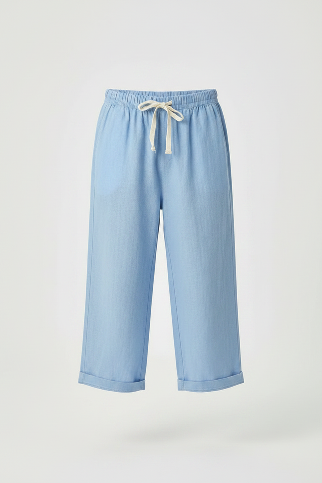 Pantalon Chinois Enfant Coton Bleu Ample Décontracté - Lin - vue 3
