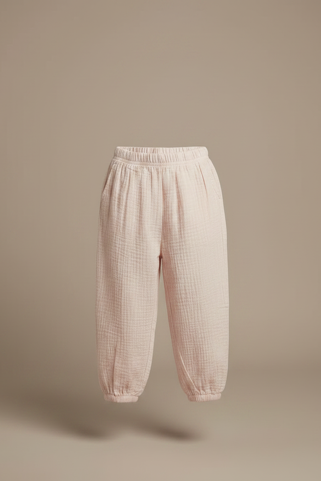 Pantalon Chinois Rose Mousseline Ample Enfant Doux Coton - vue 3