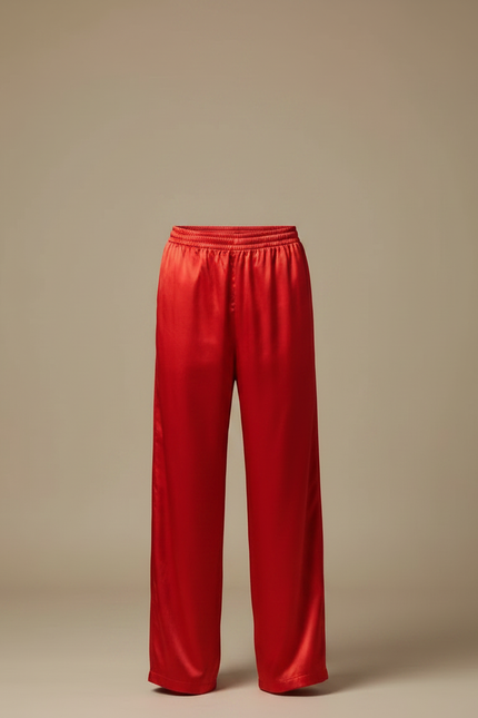 Pantalon Chinois Rouge Satiné Ample Fluide Homme - vue 3