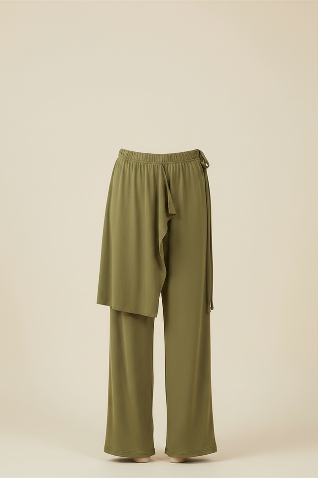 Pantalon Chinois Vert Fluide Ample Moderne Danse - Viscose - vue 3