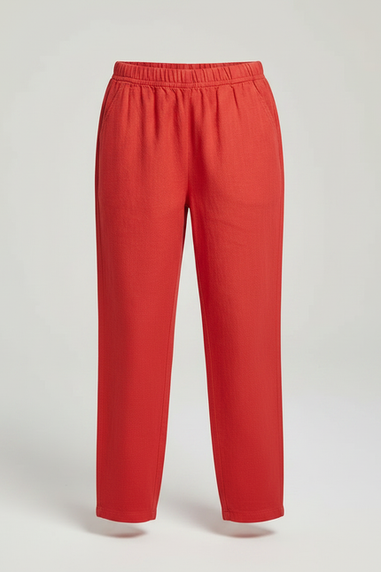 Pantalon Chinois Rouge Ample Coton Enfant - Lin - vue 3