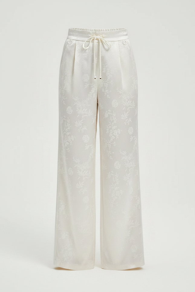 Pantalon Chinois Blanc Satiné Imprimé Fluide Enfant - vue 3