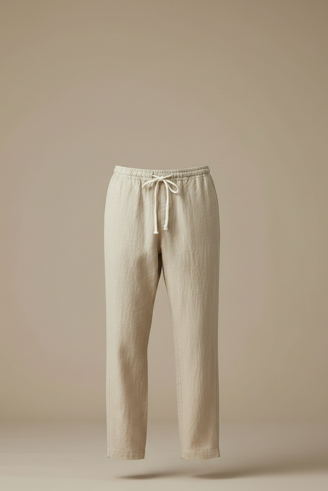 Pantalon Chinois Homme Beige Ample - Lin - vue 3