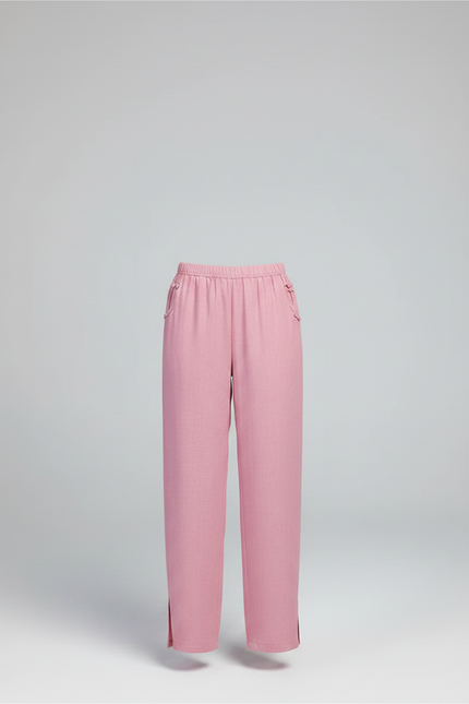 Pantalon Chinois Rose Ample Lin Femme - vue 3