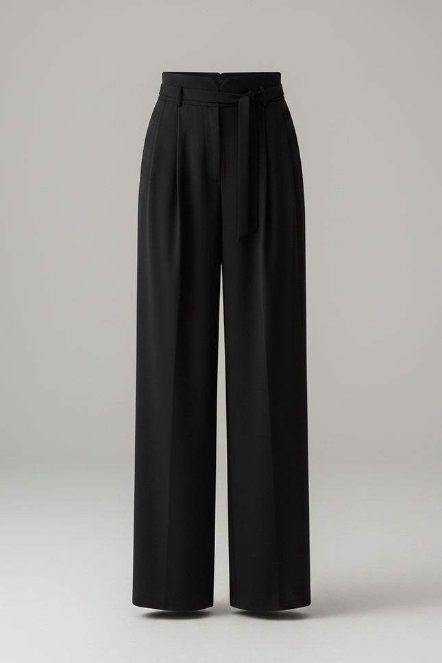 Pantalon Chinois Noir Ample Fluide Taille Haute Femme - Viscose - vue 3