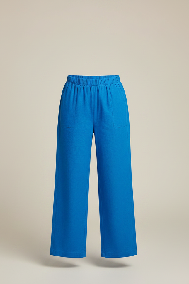 Pantalon Chinois Bleu Ample Élastiqué Fille Coton - vue 3