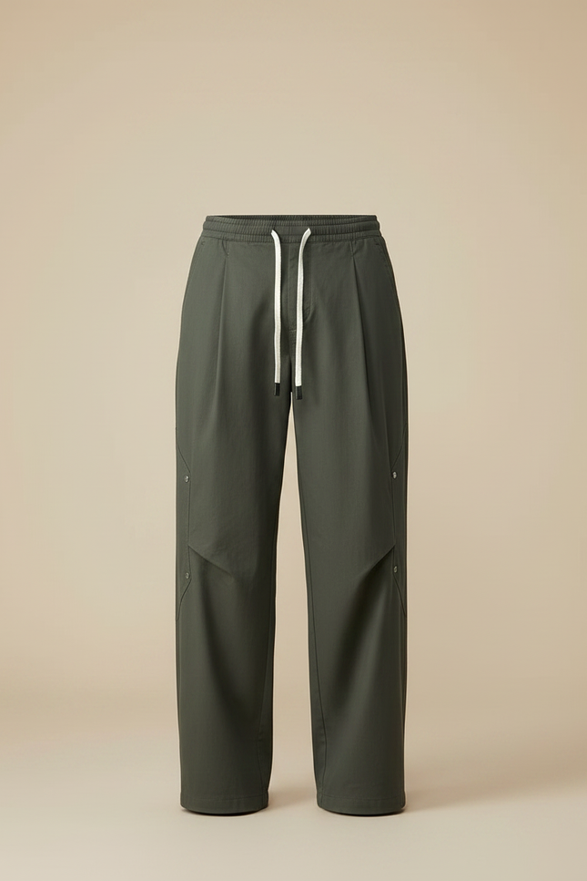 Pantalon Chinois Vert Kaki Ample Décontracté Homme - Coton - vue 3